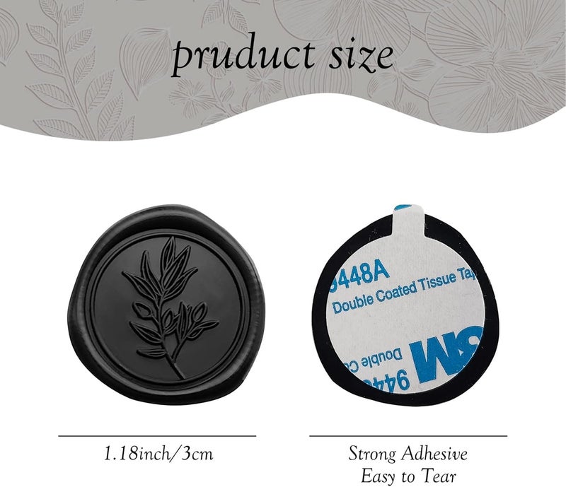 Pilloze 50Pcs Black Self-Adhesive Wax Seal Stickers - Wax Seal Perfect for Wedding Invitation or Envelope Good Adhesion and Easy to Use, Wedding Invitation Accessories - Image 2